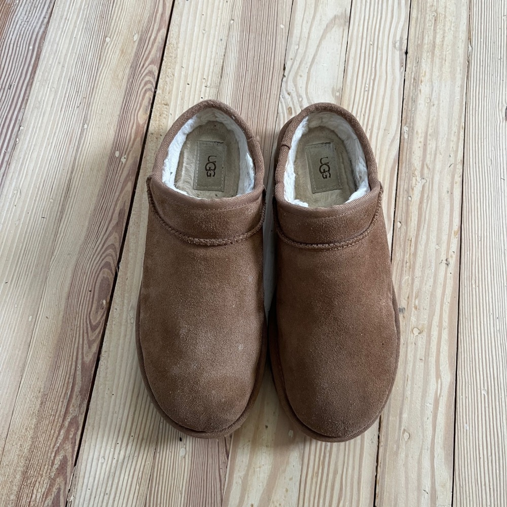 UGG Tasman Slipper Chestnut Suede Sheepskin Lined Womens 9 Slip On Shoes 5955 - Picture 3 of 8